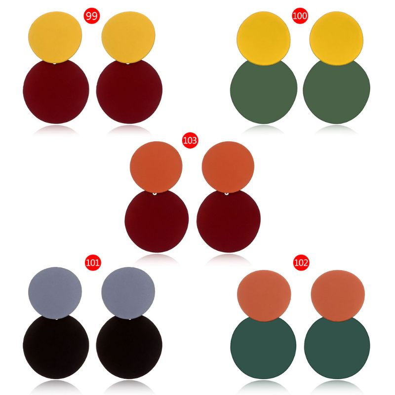 Siy Anting Tusuk Gantung Bahan Akrilik Desain Bulat Warna Ganda Gaya Vintage Kreatif Untuk Wanita