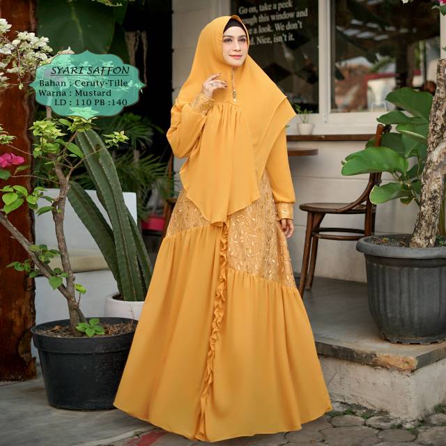 CERUTTI SAFFRON MUSTARD ABAYA WANITA SYARI