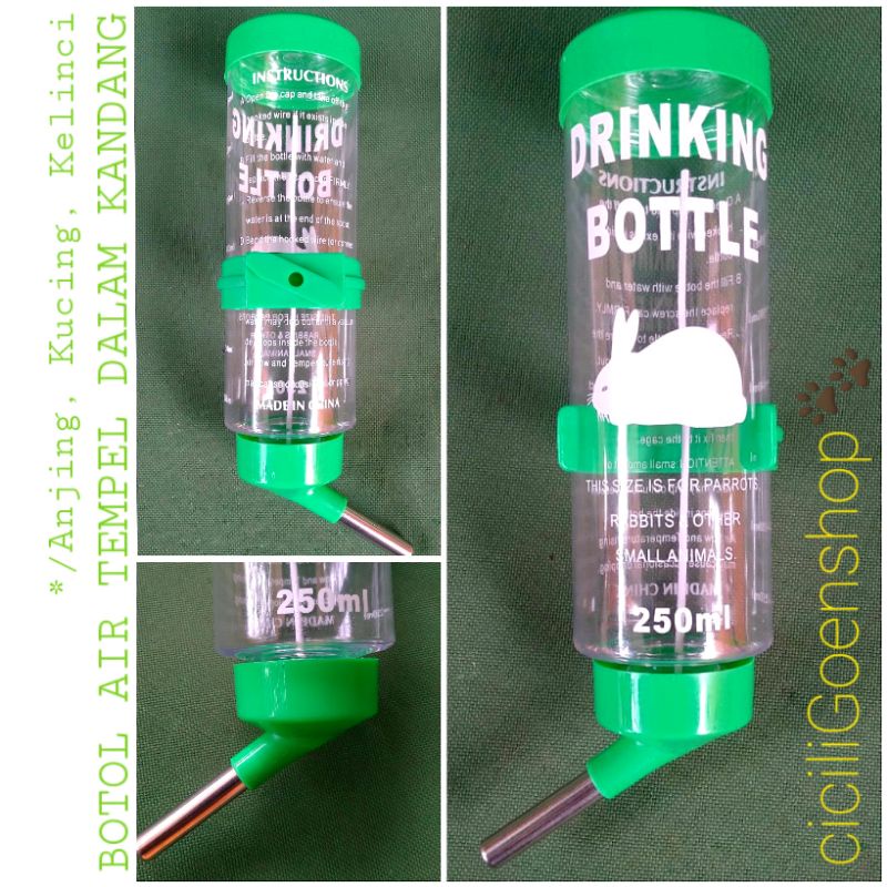 Botol air gantung kandang tempat minum anjing kucing kelinci hamster 250 ml dispenser