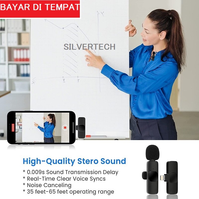 SILVERTECH clip on wireless - Mini microphone Wireless bagus untuk live streaming ,bernyanyi dan rekaman