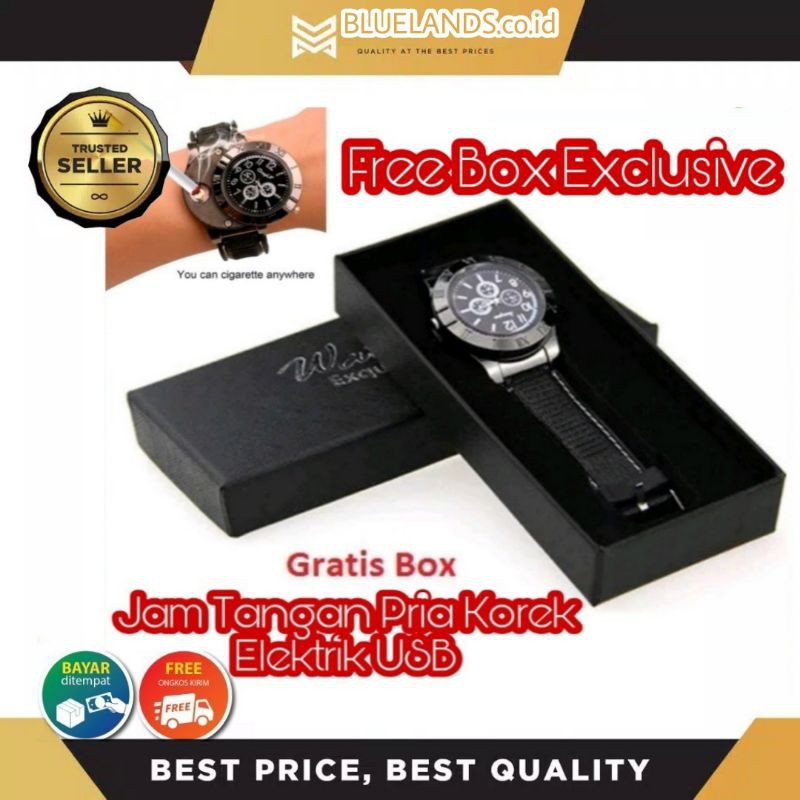 Jam Tangan Pria Korek Elektrik USB Quartz OULM