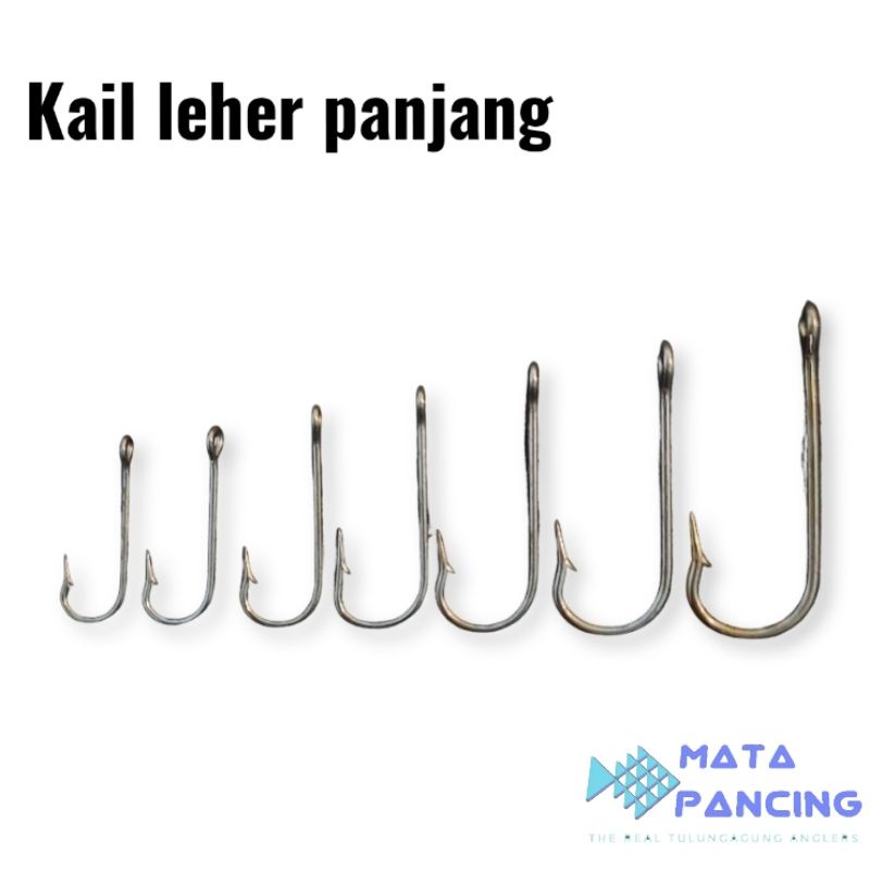 5pcs mata pancing kail leher panjang model lama pancing laut