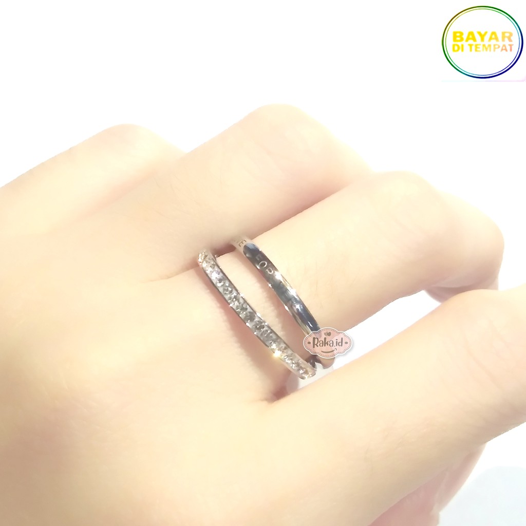 RAKA Acc - Cincin Wanita Cincin Set 2 Pcs Permata Sirkon Aksesoris Perhiasan Wanita 428