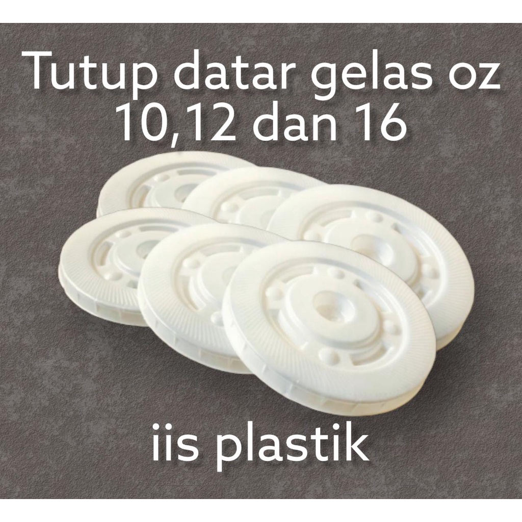 tutup datar gelas plastik 12, 14, 16 oz