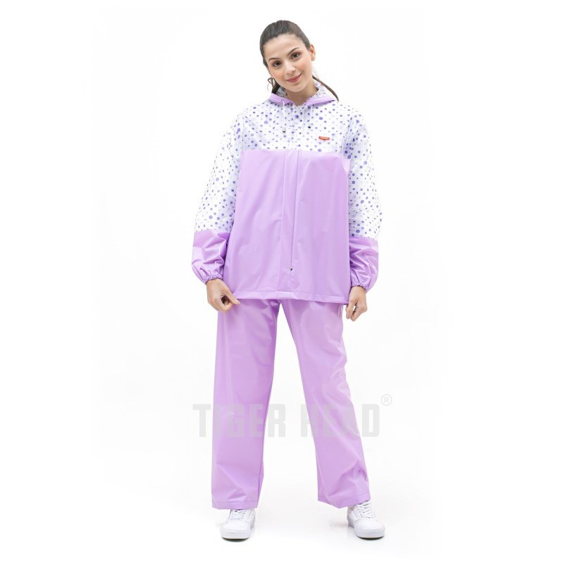 Jas hujan setelan/ Mantel setelan/ Jaket celana polkadot Tiger