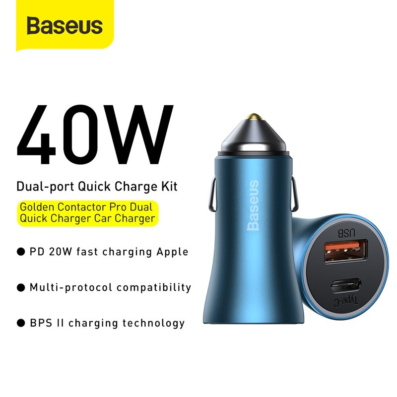 Car Charger Baseus Charger Mobil Quick Charge USB TYPE C 40W