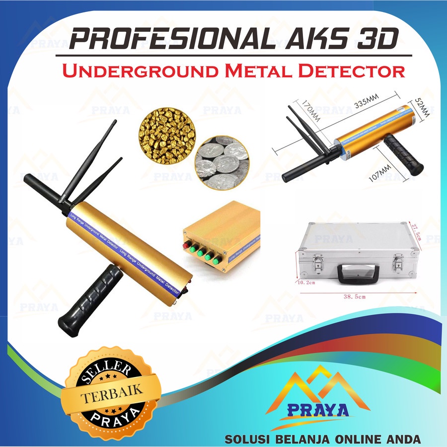 Metal Detector jarak jauh AKS 3D Wide Range Gold Emas Diamond Silver LONG RANGE