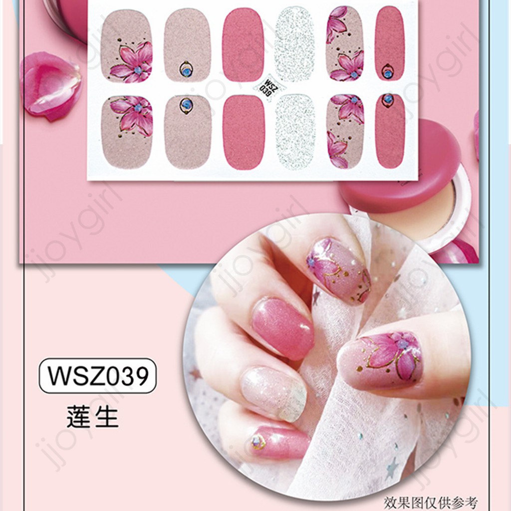 WSZ 3D Nail Sticker Kuku Motif Stiker Kuku Glitter Hiasan kuku DIY Waterproof Nail Art Manicure