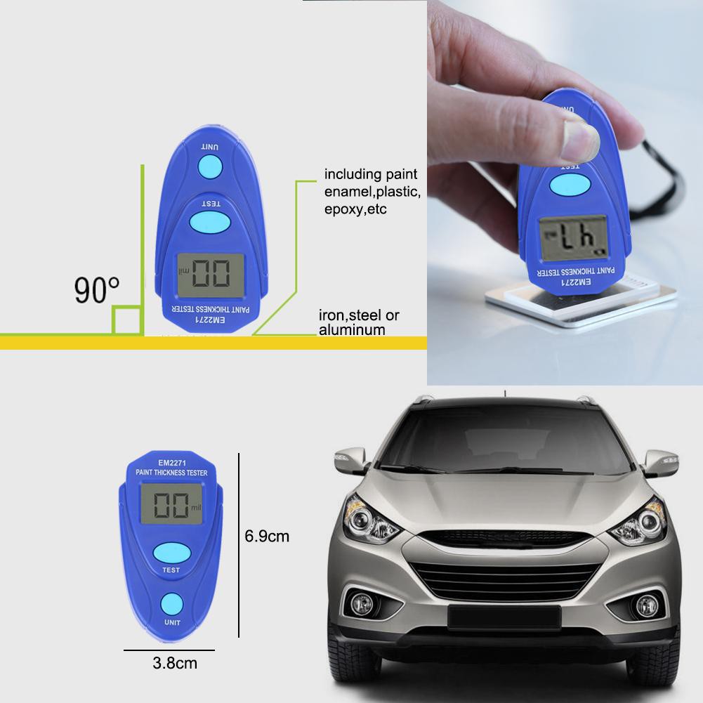 EM2271 Portable Digital Coating Thickness Gauge Car Mini Zinc Paint Thickness Meter Painting Gauge