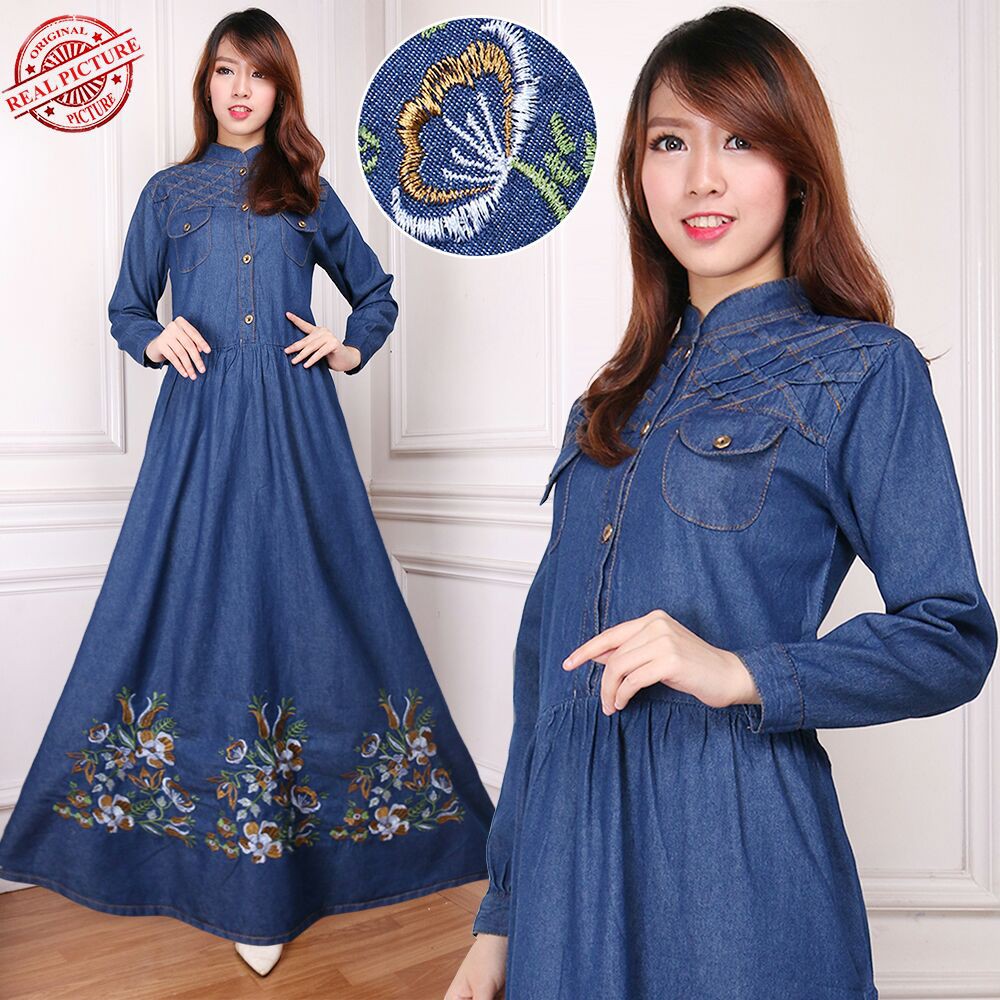 SB Collection Dress Maxi Tamara Gamis Jeans Longdress Wanita