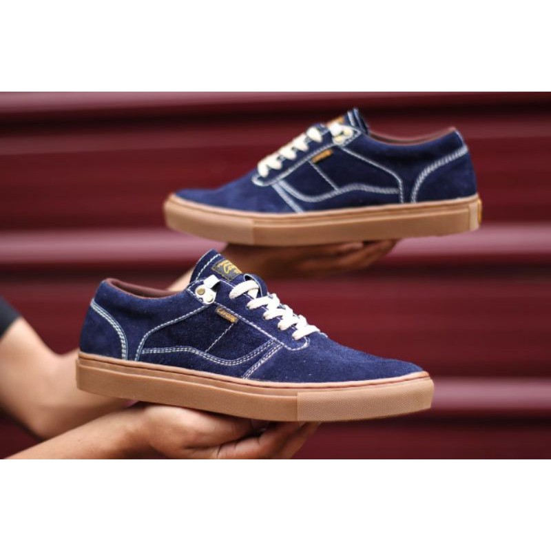 Sepatu Lokal Shoes Local Pride Cevany Gordon Low Cut Navy Gum Suede