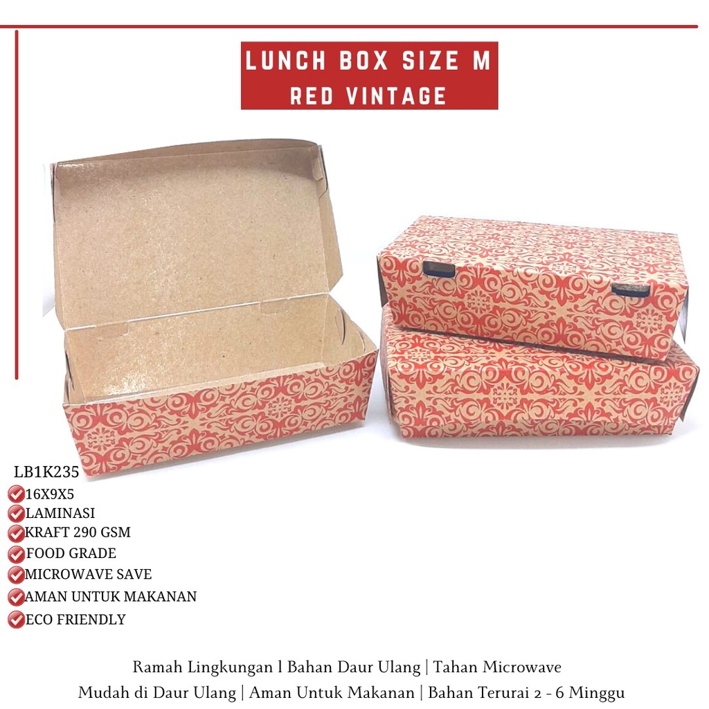 Paper Lunch Box Medium Lunchbox Medium (LB1K235-Laminasi)