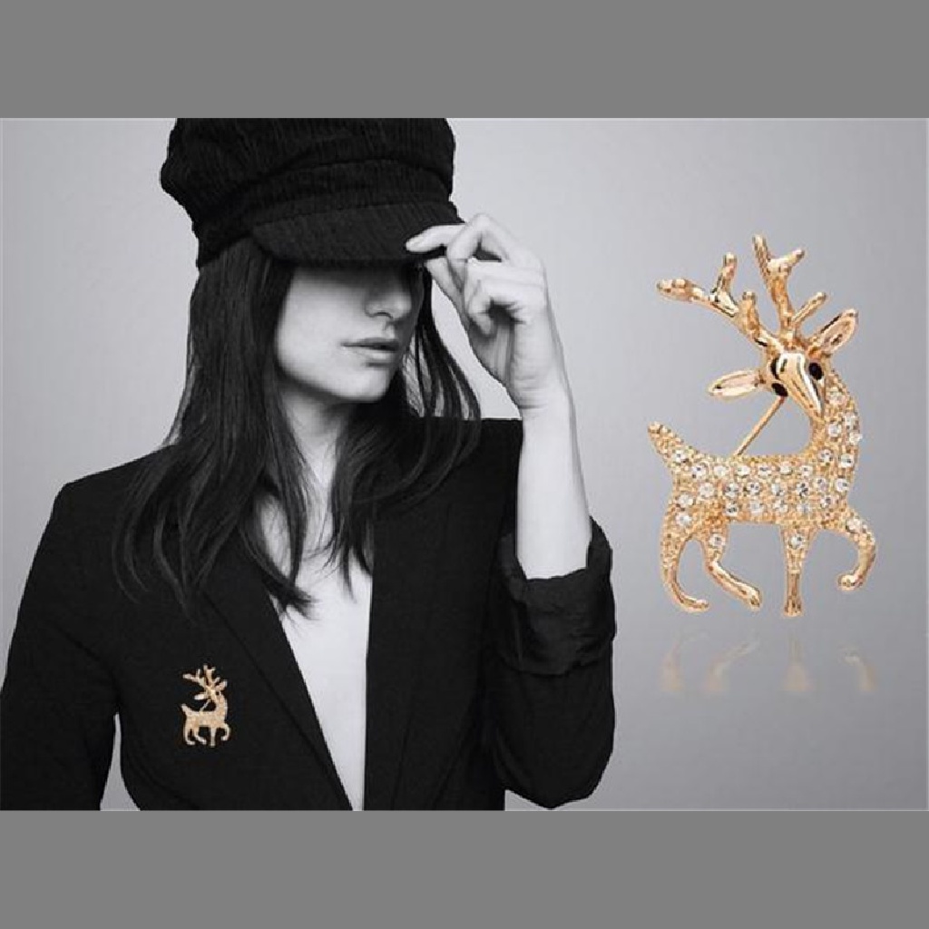 [OOID] Women Fashion High Quality Exquisite Sika Deer Brooch Shining Rhinestone Jewelry ID