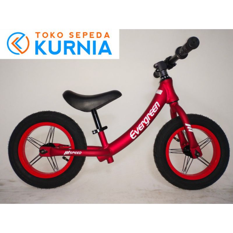 Sepeda Push Bike Balance Bike Evergreen 12 Inch Alloy Frame Ban Karet