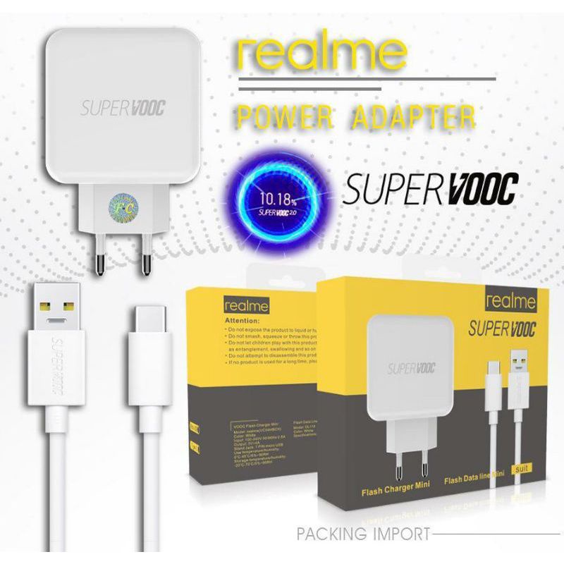 TRAVEL CHARGER REALME VOOC X 5A MAX FAST CHARGING USB TYPE C ORI By FC