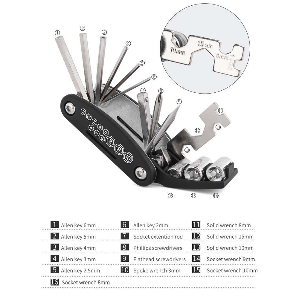 Lanfy Alat Perbaikan Sepeda Sepeda Gunung Multifungsi Bersepeda Hex Spoke Lipat Aluminium alloy Sepeda Multi-Alat