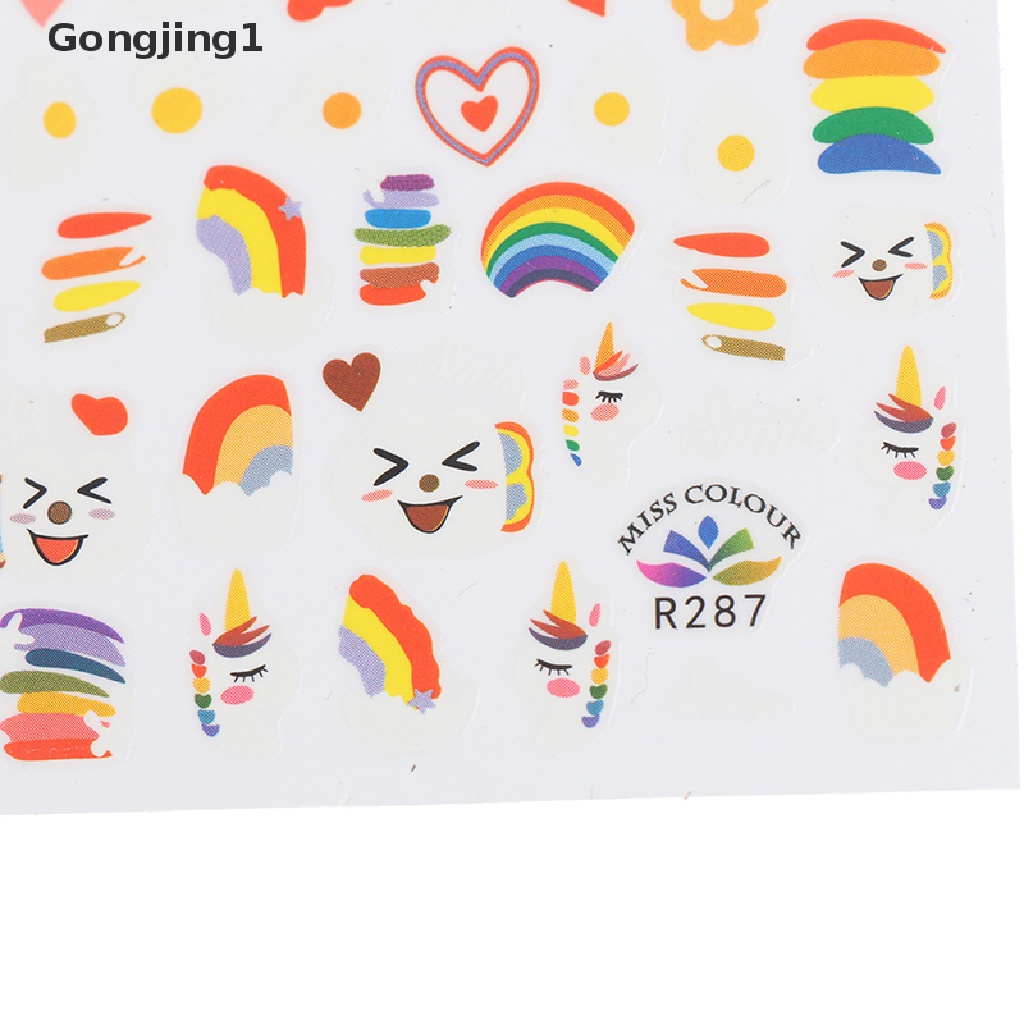 Gongjing1 1 Lembar Stiker Kuku Motif Alpukat / Kaktus / Bunga / Buah Untuk Manicure