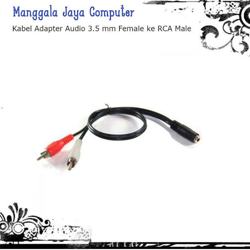 Kabel Adapter Audio 3.5 mm Female ke RCA Male Hi-fi 40cm Kabel Sambungan dari TV ke speaker Sound at