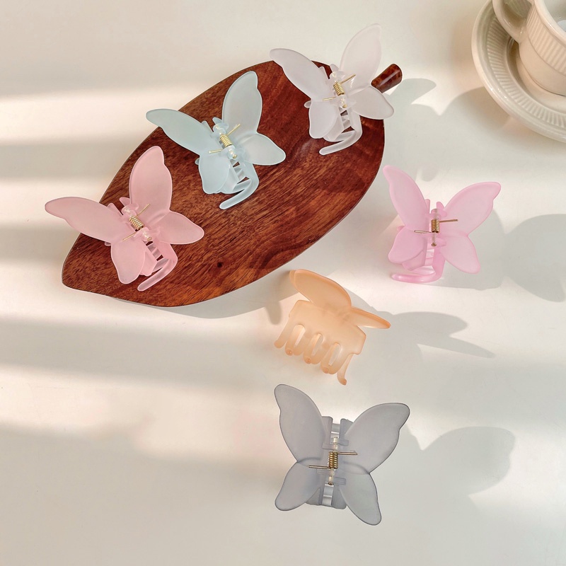 2022 Jepit Rambut Bentuk Kupu-Kupu Jelly Frosted Gaya Korea Untuk Wanita