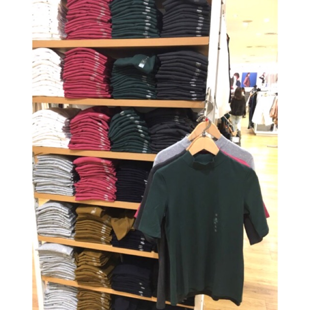 T-shirt katun rib uniqlo lengan pendek