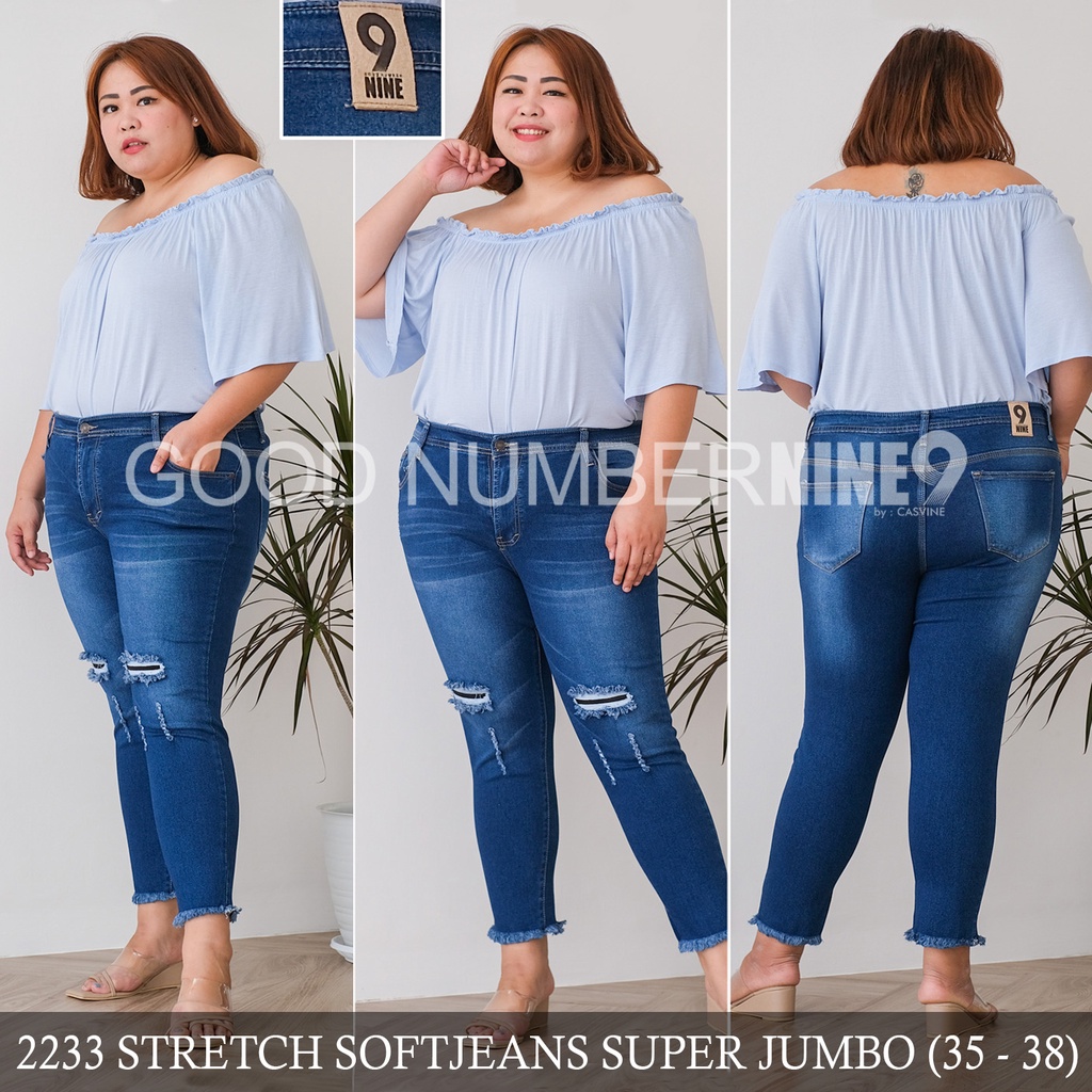 CASVINE JEANS 2233 CELANA JEANS RIPPED DESTROY PATCH ADA BIGSIZE JUMBO GEISHA