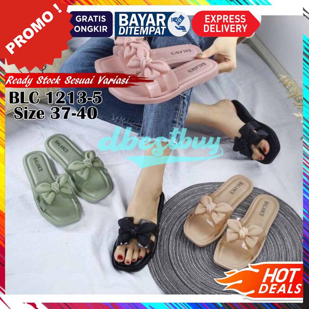 NEW BLC 1213 -5 Sandal Sendal Selop Slop Jelly Karet Balance Import Wanita Tali Pita Syahrini