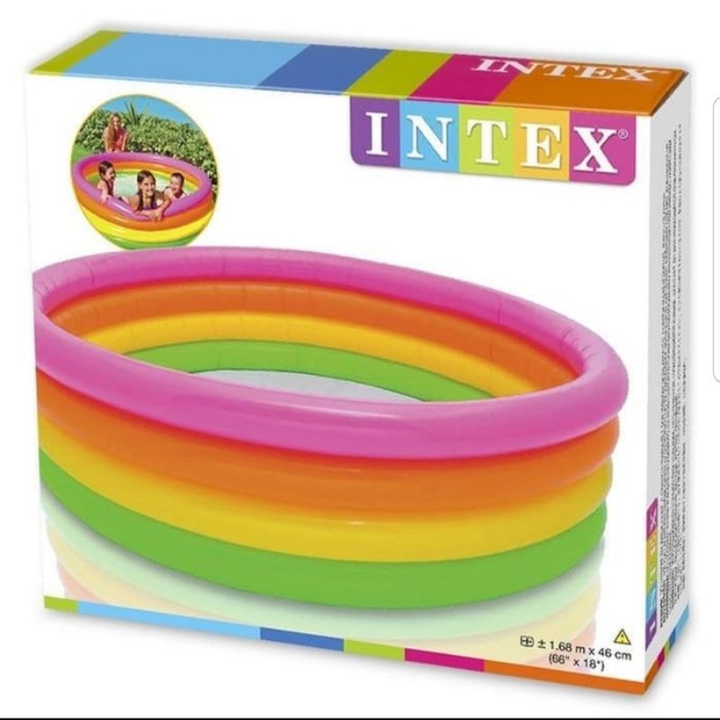 INTEX Kolam Renang Jumbo Rainbow Pool Mandi Air Pompa Angin Bola Anak