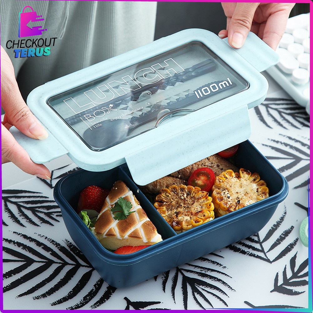 CT C479 Kotak Makan BPA FREE Tempat Makan Lunch Box Set Free Sendok Garpu Kotak Makan Transparant Bento Box