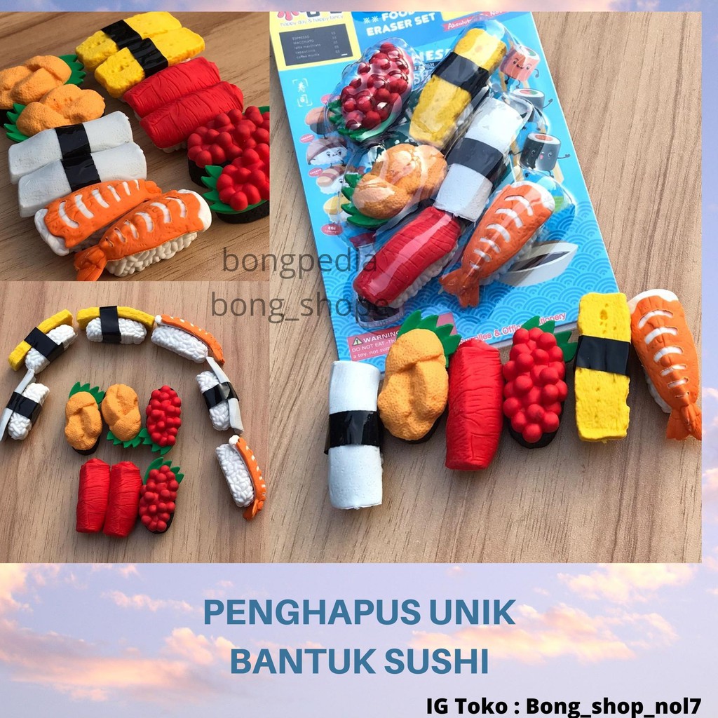 

Penghapus Unik Bentuk Sushi|Hapusan Pensil Sushi|Penghapus Sushi