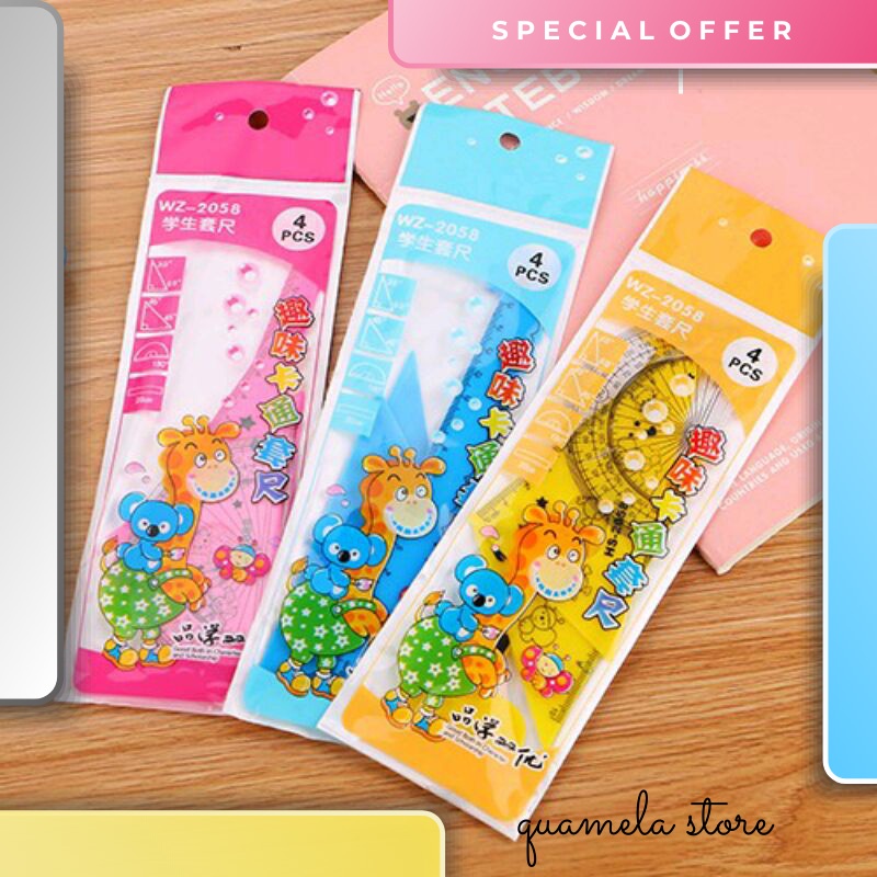 

Alat Tulis Murah Penggaris Plastik Lucu Karakter Penggaris 4 in 1 Mistar Plastik Mistar Lucu Ruler