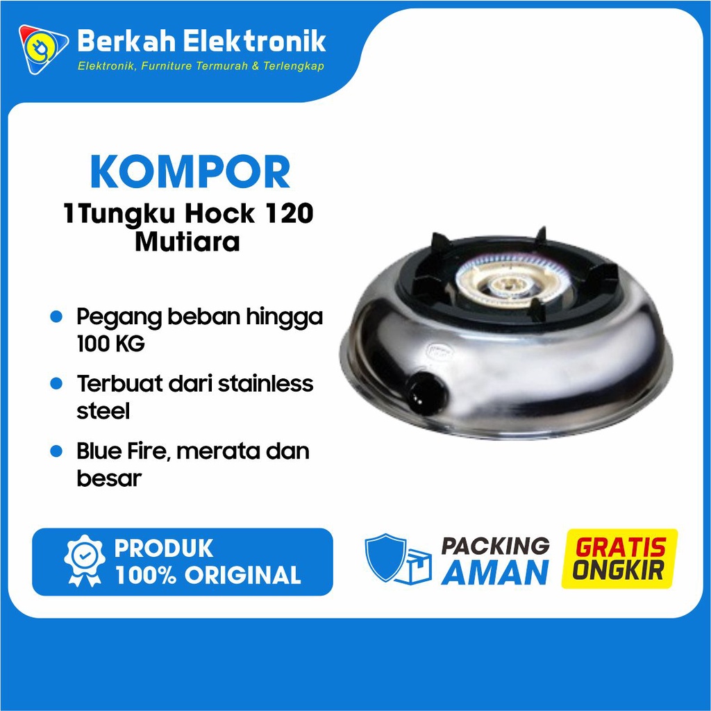 Hock kompor gas 1 tungku 120 mutiara gold KGB 20MG KGB20mg stainless steel