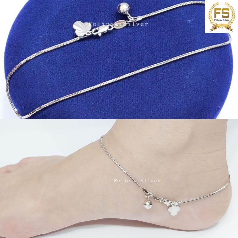 GELANG KAKI PERAK ASLI SILVER WANITA 925 LAPIS EMAS PUTIH MODEL ITALISANTA - PERHIASAN PERAK ASLI