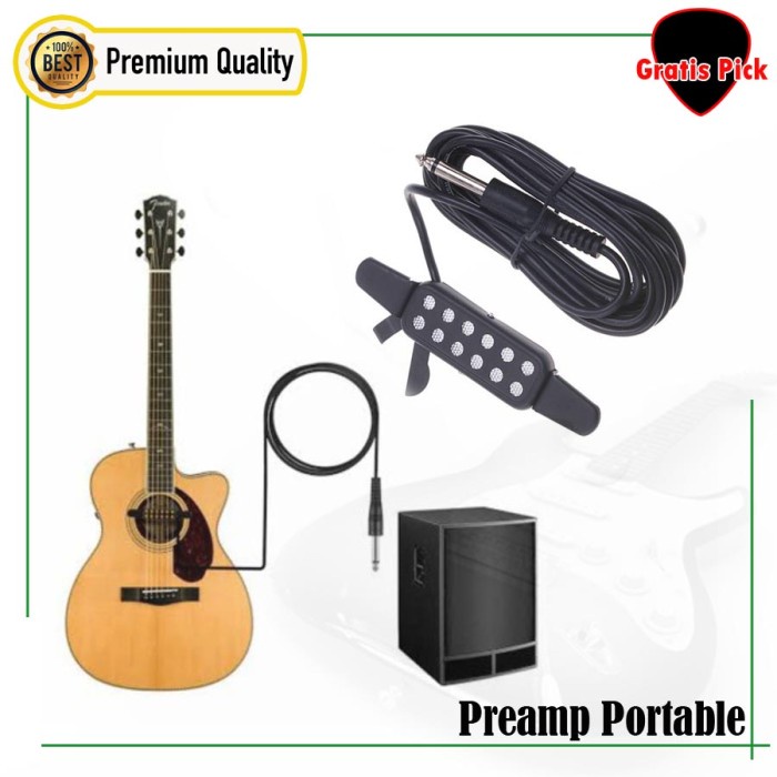 Pre amp Gitar Akustik Spul Tempel Pick up P-012 Portable Suara Jernih