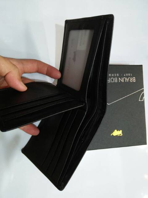 Dompet braun buffel import pendek lipat kulit asli