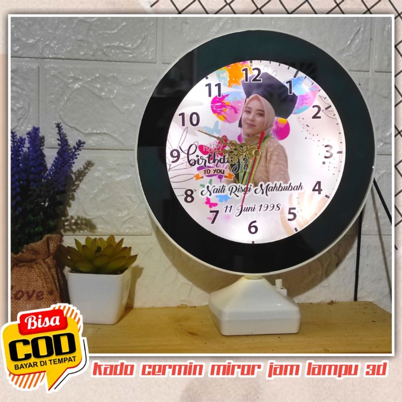 Kado unik cermin ajaib mirror jam 3d free kabel Usb