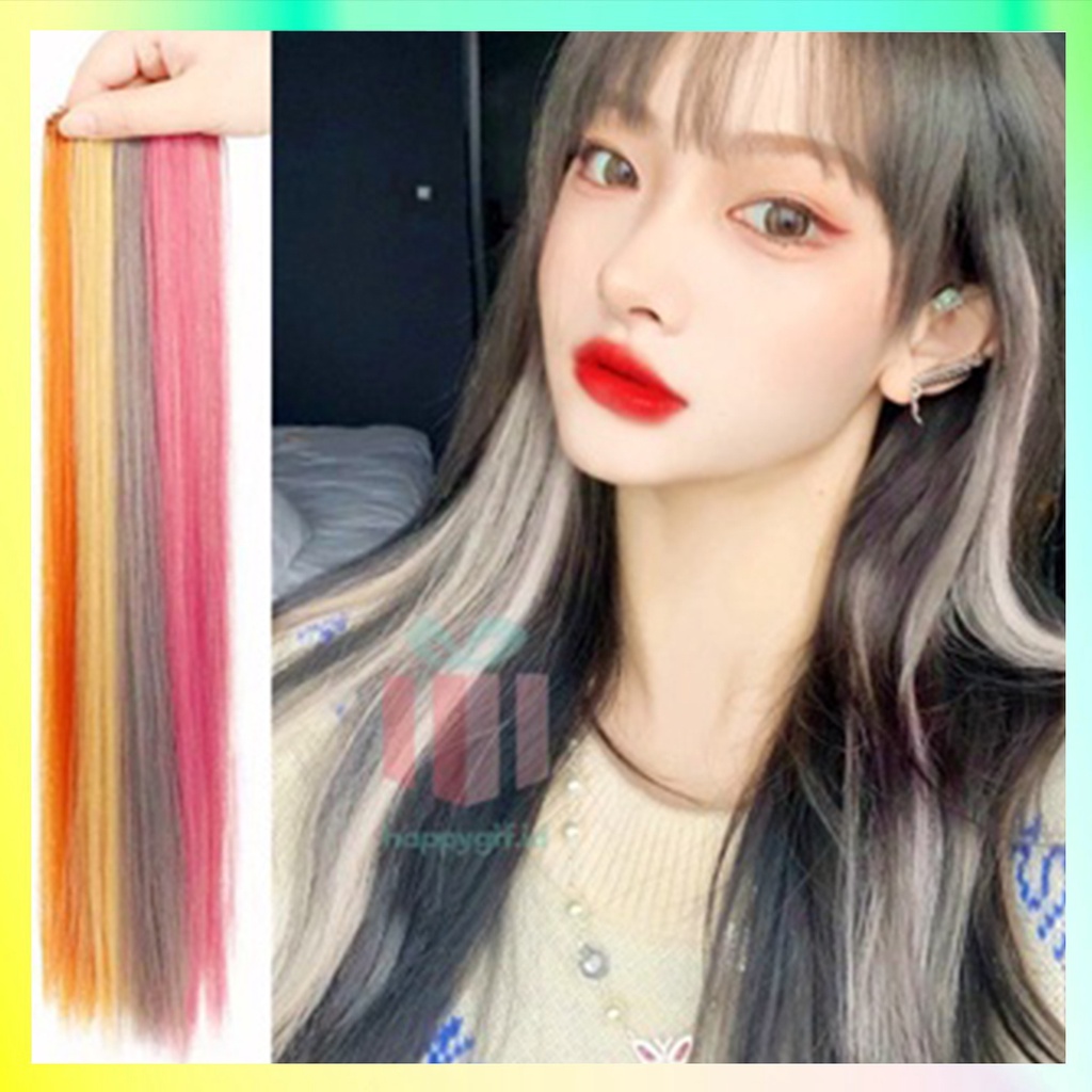 Rambut Jepit palsu Colourful Extention Wig rambut palsu wanita