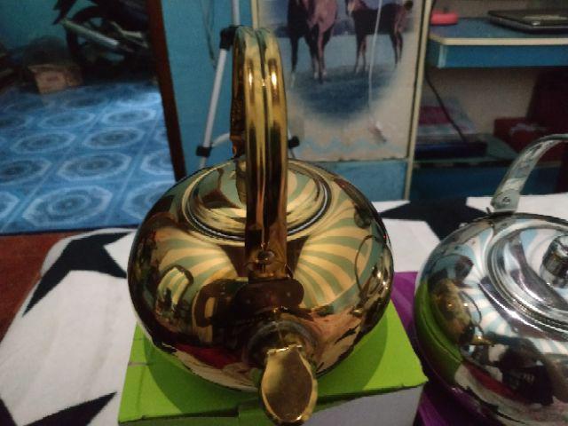 Ketel / Teko / Ceret / Tea Mini Pot Emas 18cm Stainless Plus Saringan