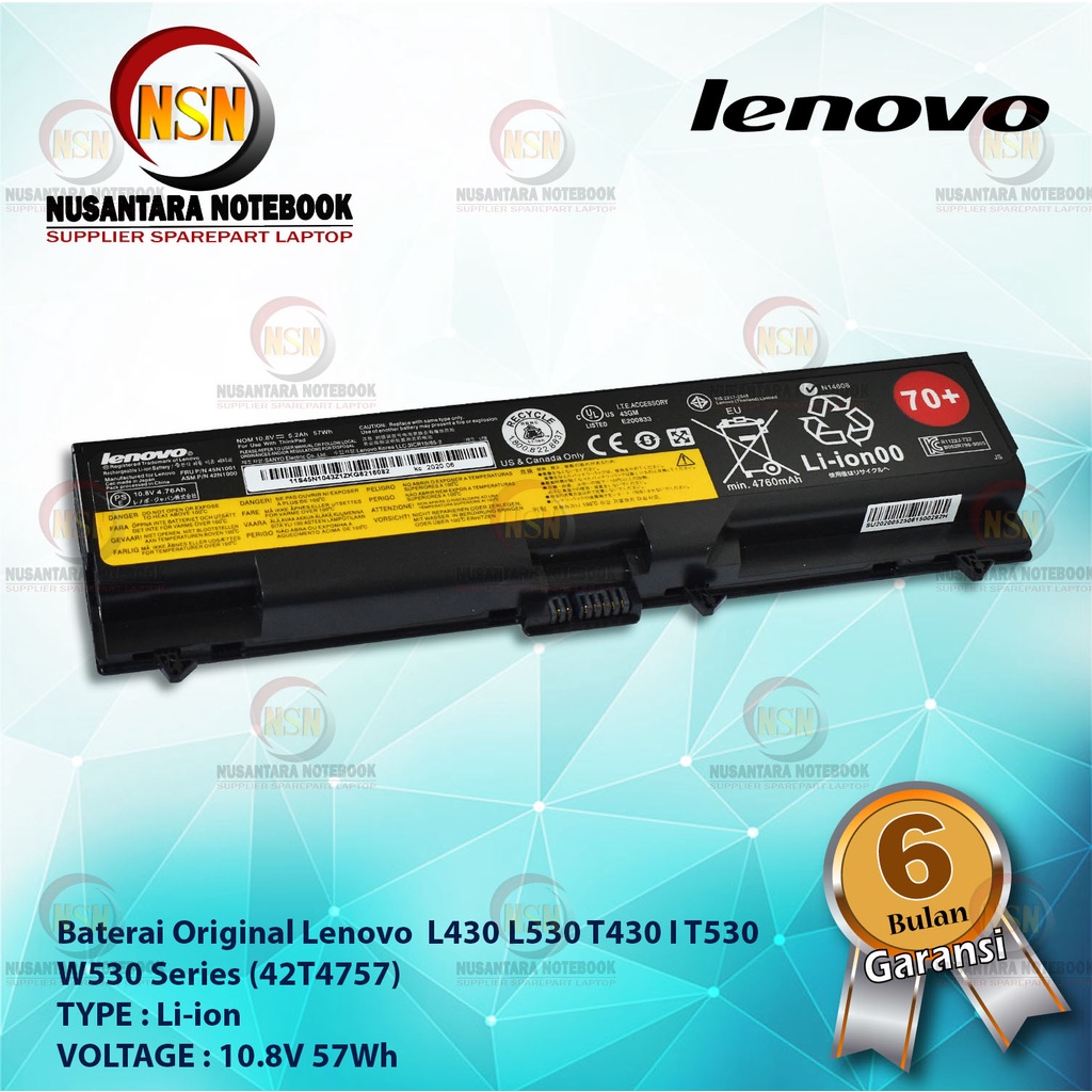 Baterai Original Laptop Lenovo L430 L530 T430 I T530 W530 Series/ 42T4757