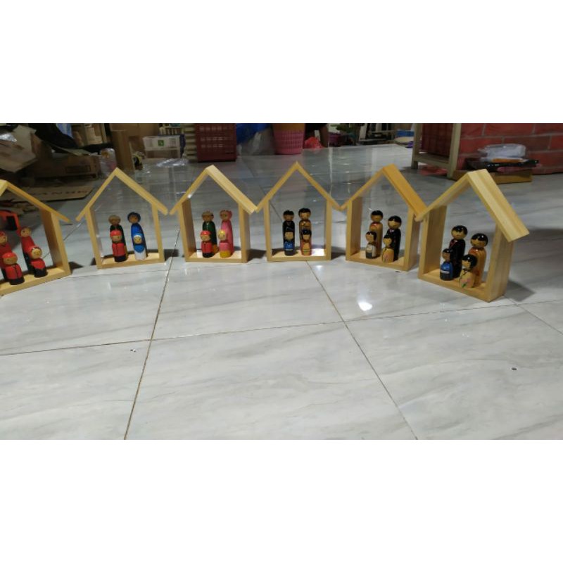 Hiasan Dinding /Hiasan Rumah &amp; Boneka Kayu Lukis 1 Set Isi 4