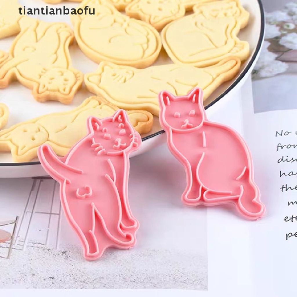 6 Pcs Cetakan Kue / Biskuit Bentuk Anjing Kucing 3D Model Tekan