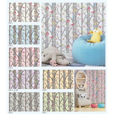 Wallpaper Dinding Kamar Anak Simple Motif Pohon 53cm x 10m - Dreamland
