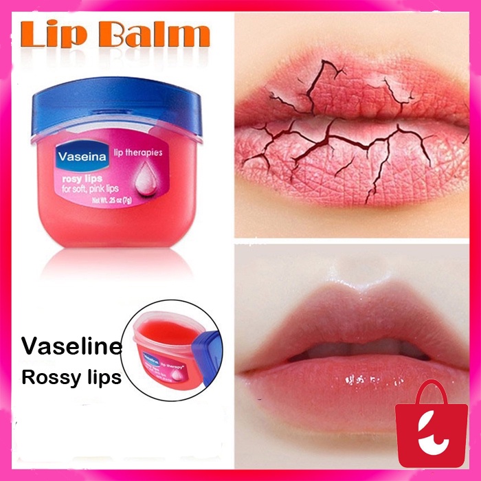 [100% Asli] Cream Pelembab Bibir Vaseline_Rosy Lip Therapy -Cream Pelembab Merawat Bibir Kering dan Pecah- Glosy