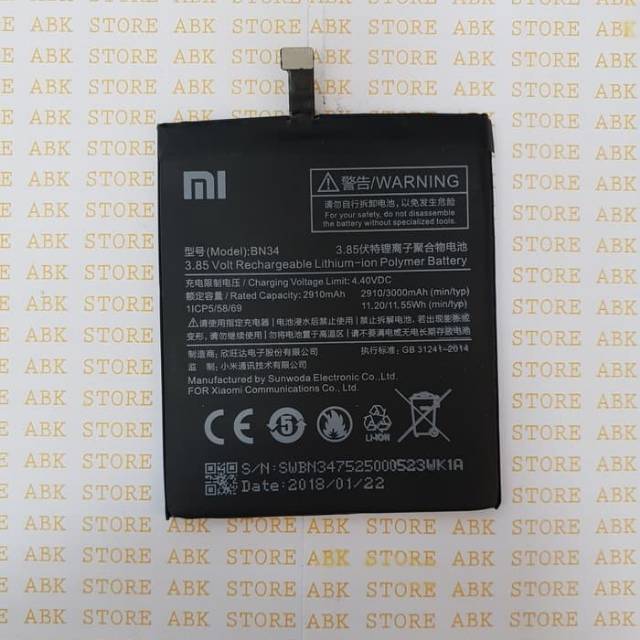 Baterai Batre Batrai Battery Xiaomj Redmi 5A Batre Original Redmi 5A