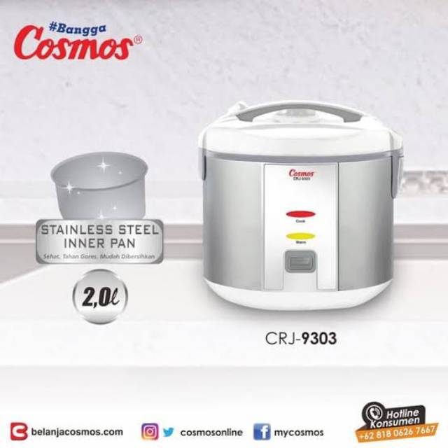 Cosmos Magic Com CRJ9303 – Magic Com 2 Liter Stainless Steel