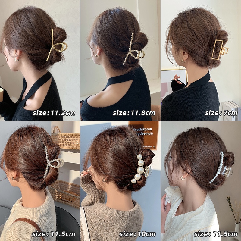Jepit Rambut Bentuk Kupu-Kupu Aksen Mutiara Warna Emas Gaya Korea Untuk Wanita