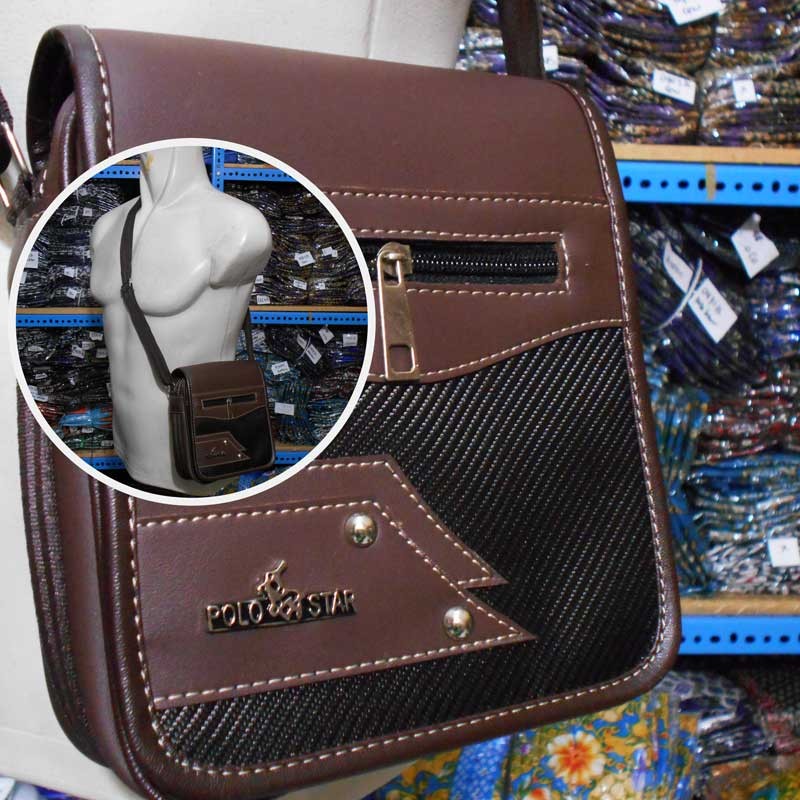 A0513 Tas Kotak Tas Slempang Pria Polostar warna coklat kecil