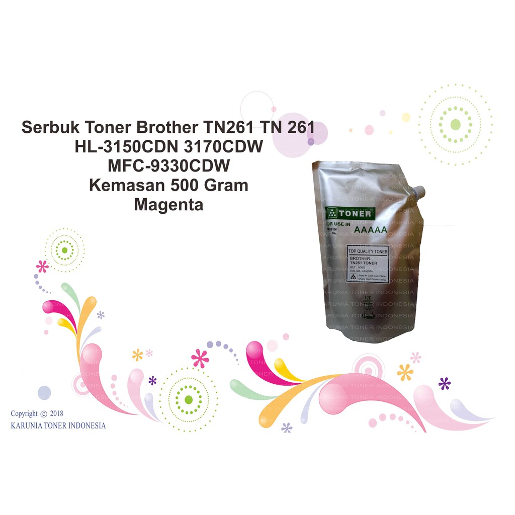 Serbuk Toner Brother TN261 TN 261 HL-3150CDN 3170CDW MFC-9330CDW Kemasan 500 Gram warna hitam KOSONG