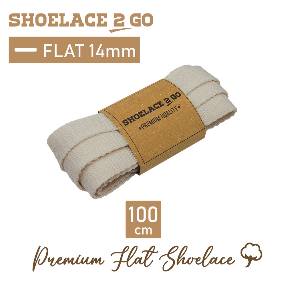 SHOELACE 2 GO PREMIUM TALI SEPATU GEPENG PIPIH FLAT A10 - OFF WHITE - 100CM