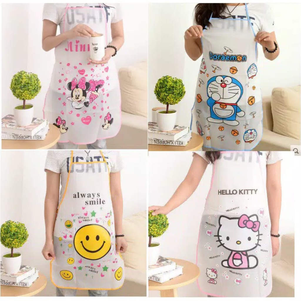 Celemek Masak Tranparant Anti Air Lucu Apron Waterproof