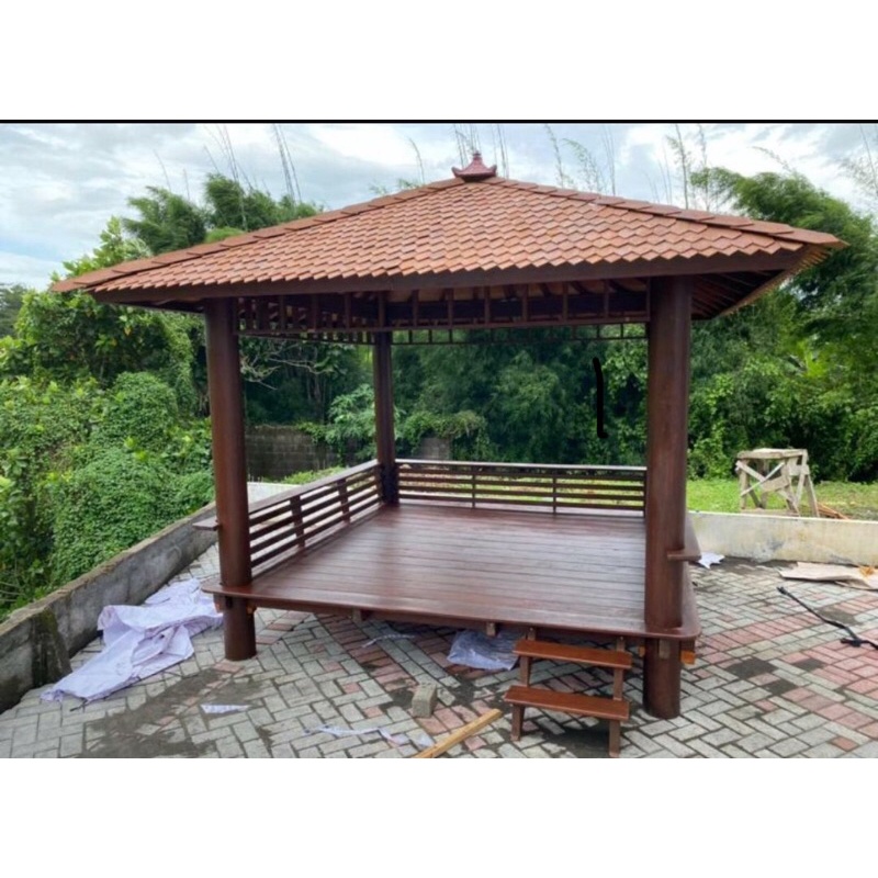 Gazebo Kayu Glugu Kelapa Minimalis